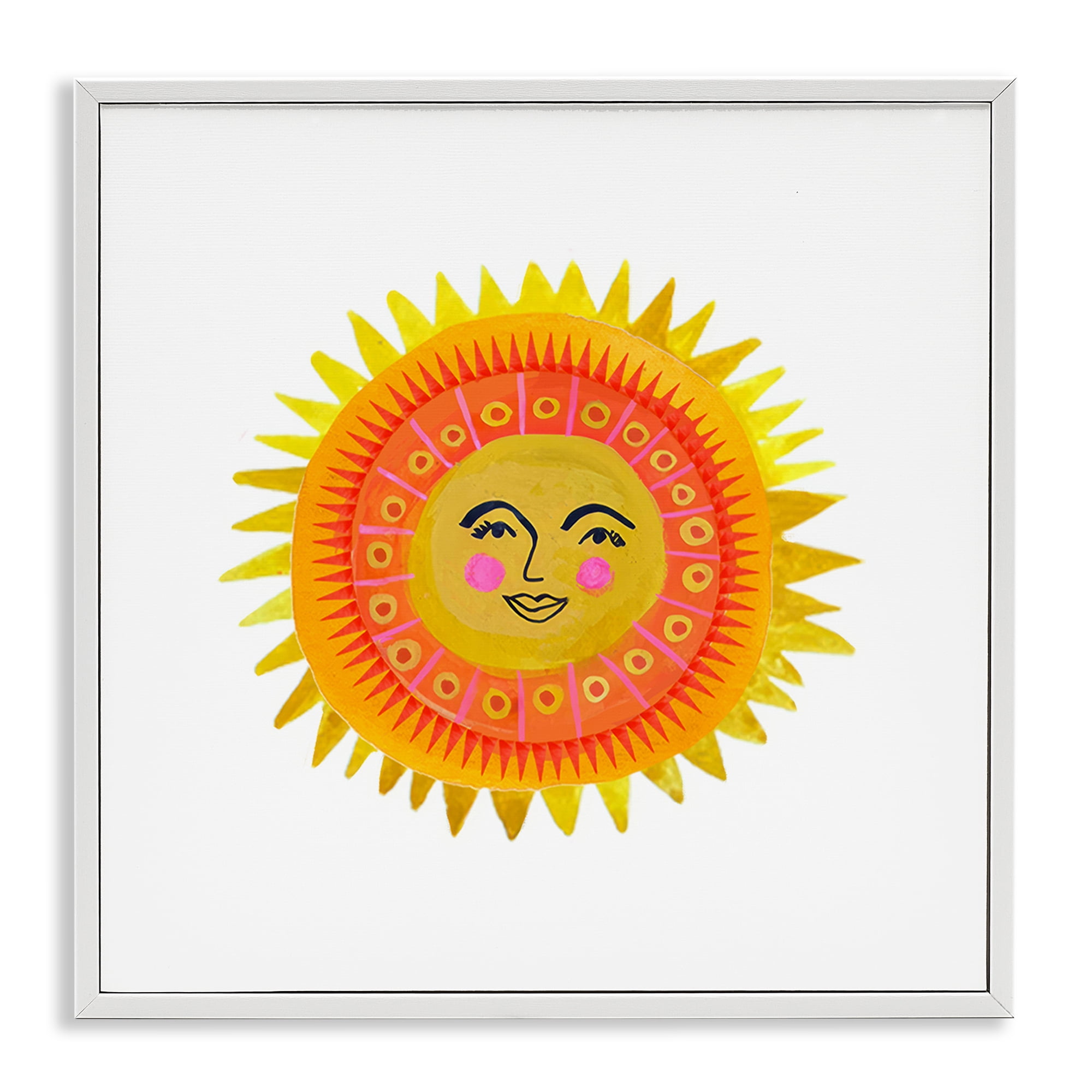 Stupell Industries Eccentric Bohemian Sun White Framed Giclee Art, design by Katherine Herrell Studio