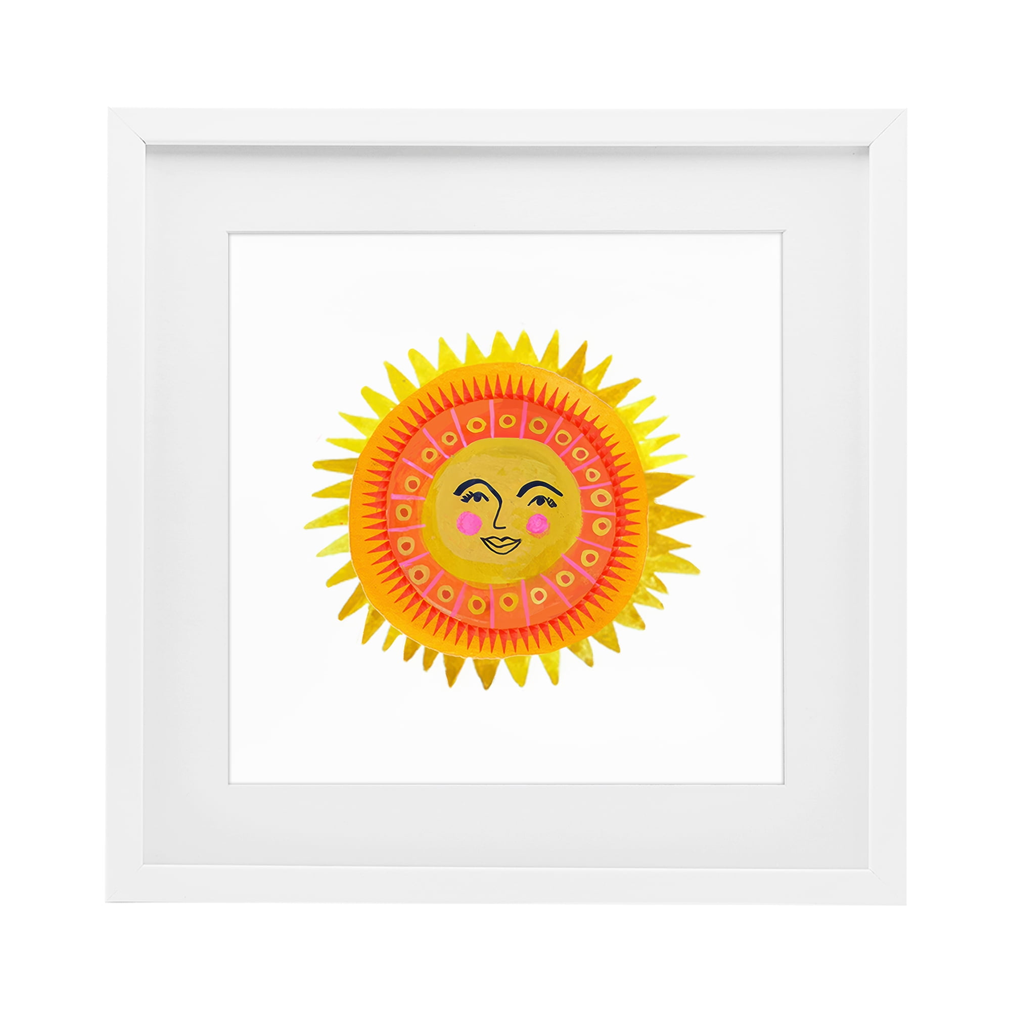 Stupell Industries Eccentric Bohemian Sun White Framed Print Under Glass, design by Katherine Herrell Studio