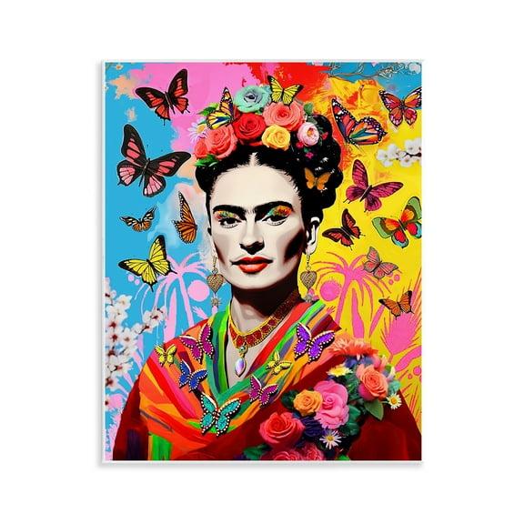 Stupell Industries Eccentric Butterflies Frida People Painting Unframed Art Print Wall Art, 11 x 14