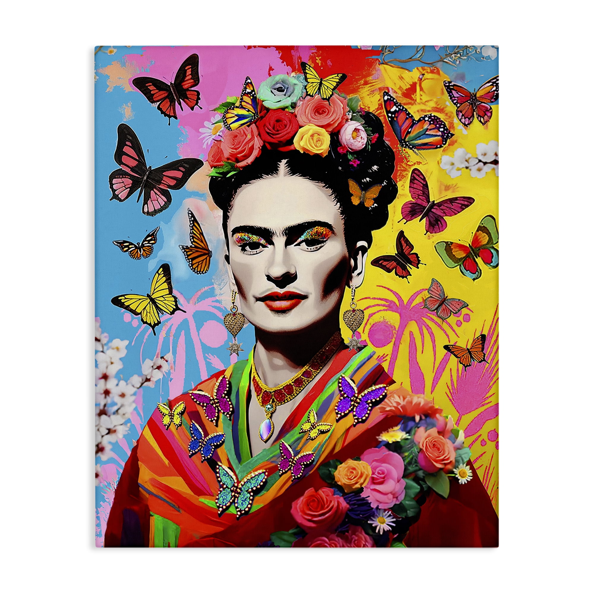 Stupell Industries Eccentric Butterflies Frida People Painting Wrapped Canvas Art Print Wall Art, 30 x 40