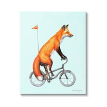 Stupell Industries Eccentric Red Fox Riding Bicycle Biking Flag Graphic Art Gallery Wrapped Canvas Print Wall Art, Design by Amelie Legault
