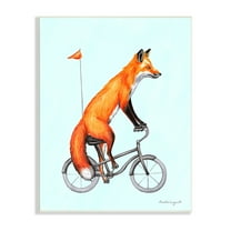 Stupell Industries Eccentric Red Fox Riding Bicycle Biking Flag Graphic Art Unframed Art Print Wall Art, Design by Amelie Legault