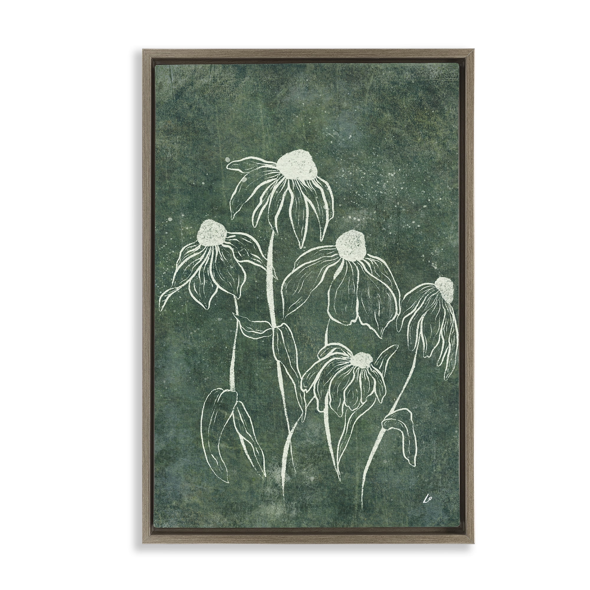 Stupell Industries Echinacea Garden Blooms Plants & Flowers Painting Brown Floater Framed Canvas Art Print Wall Art, 17 x 25