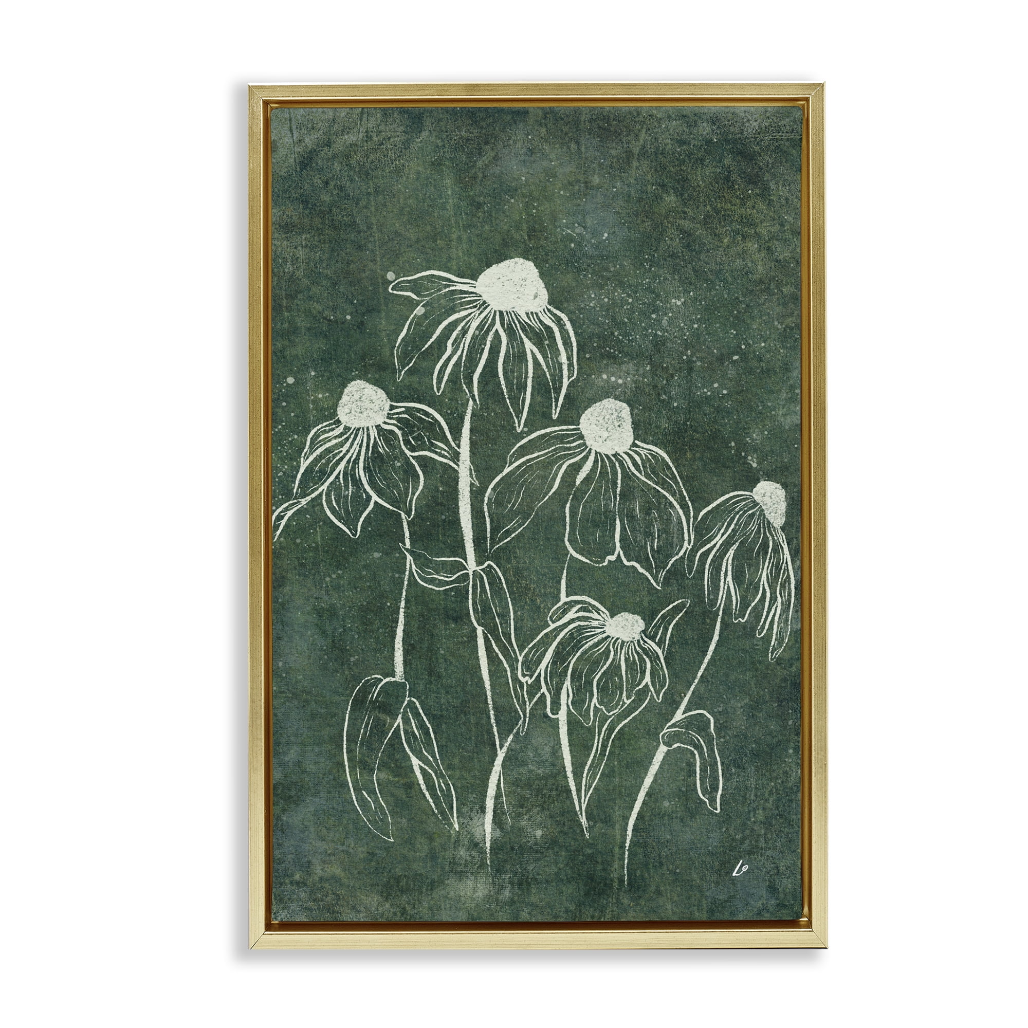 Stupell Industries Echinacea Garden Blooms Plants & Flowers Painting Gold Floater Framed Canvas Art Print Wall Art, 17 x 25