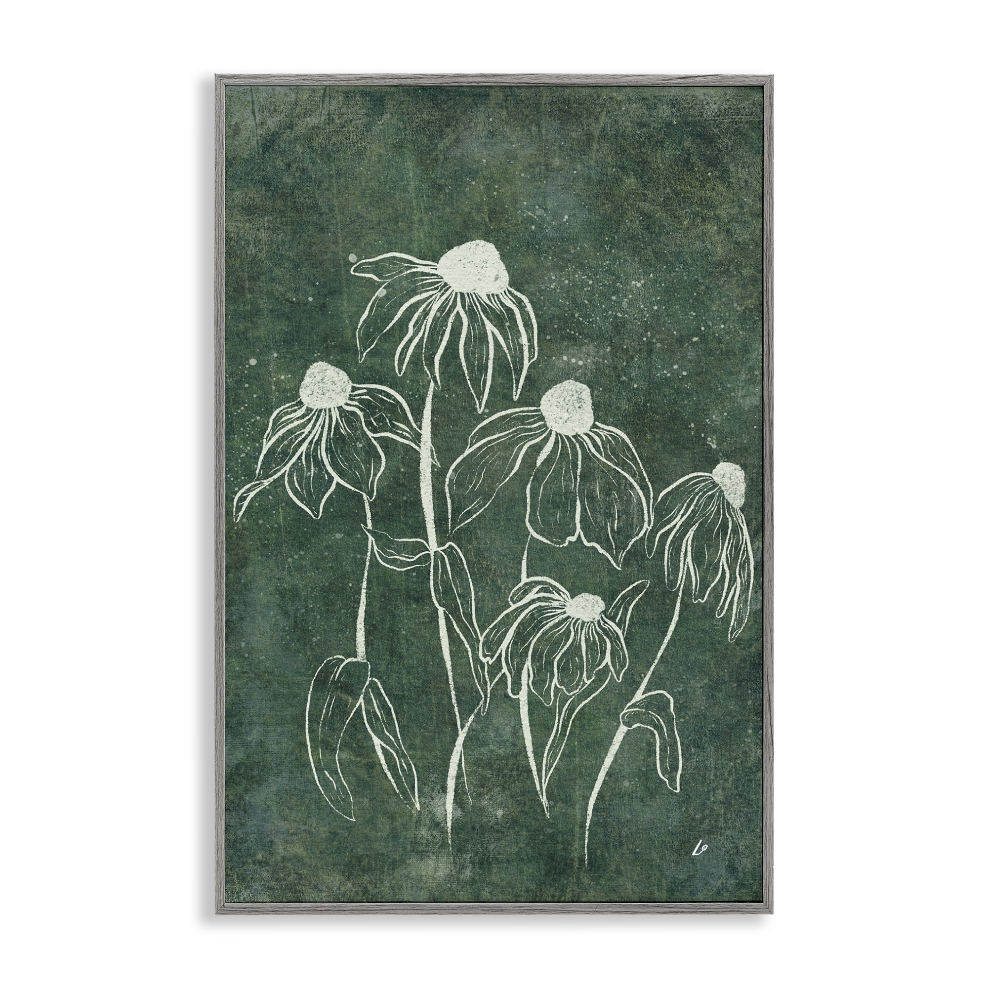Stupell Industries Echinacea Garden Blooms Plants & Flowers Painting Gray Framed Art Print Wall Art, 16 x 24