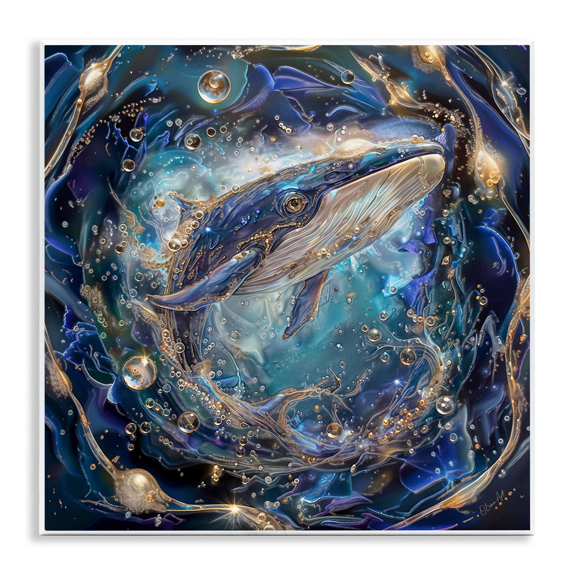 Stupell Industries Echoes Of Abyss Whale Animals & Insects Painting Unframed Art Print Wall Art, 12 x 12