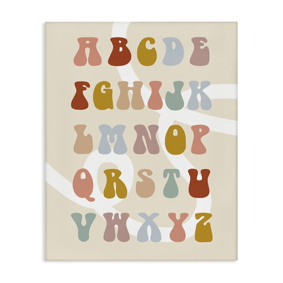 Stupell Industries Eclectic Alphabet with White Spiral Canvas Art, 16 x 20, by Lil' Rue