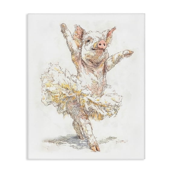Stupell Industries Eclectic Ballet Pig Tutu Canvas Art, 16 x 20, by Ziwei Li