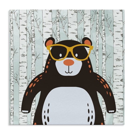 Stupell Industries Eclectic Bear & Birch Trees Canvas Art, 24 x 24, by Kim Allen