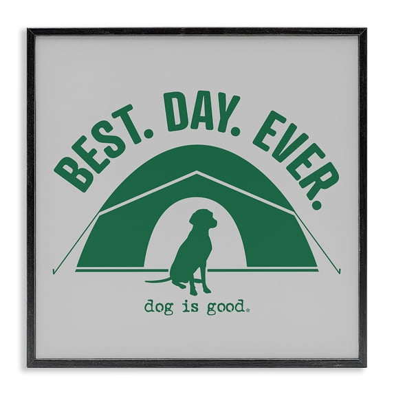 Stupell Industries Eclectic Best Day Camping Dog Black Framed Giclee Art, 12 x 12, by Dog Is Good