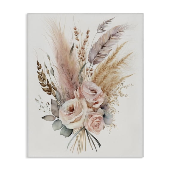 Stupell Industries Eclectic Boho Feathers & Roses Canvas Art, 30 x 40, by LSR Design Studio