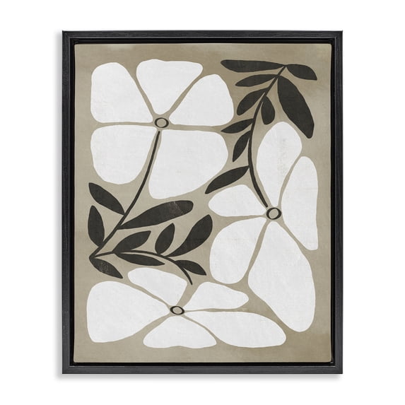 Stupell Industries Eclectic Boho Flowers Trio Black Floating Frame Canvas Art, 17 x 21, by Victoria Barnes