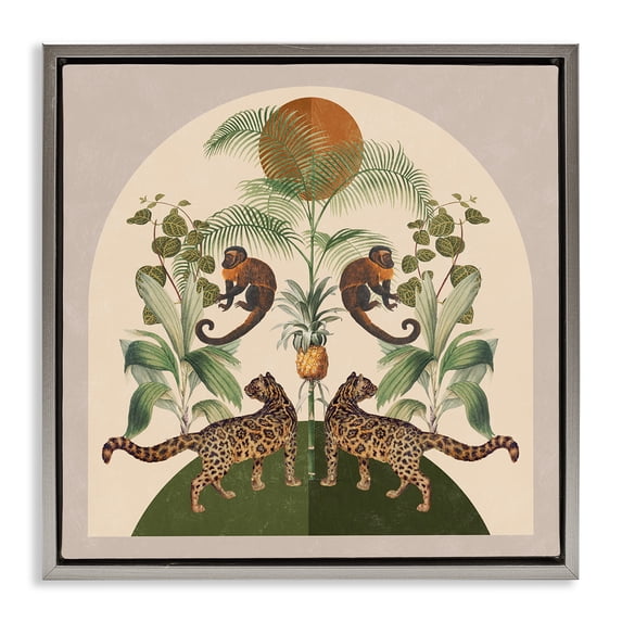 Stupell Industries Eclectic Boho Jungle Animals Gray Floating Frame Canvas Art, 18 x 18, by Victoria Barnes