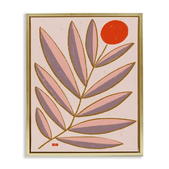 Stupell Industries Eclectic Boho Plant Leaves Gold Floating Frame Canvas Art, 25 x 31, by Birgit Maria Kiennast