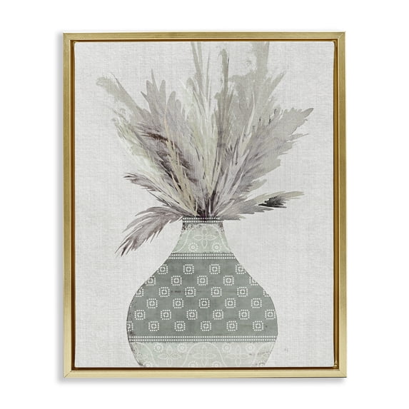 Stupell Industries Eclectic Boho Wheat in Vase Gold Floating Frame Canvas Art, 25 x 31, by Susan Jill