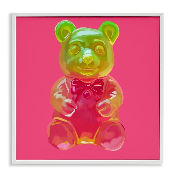Stupell Industries Eclectic Candy Bear on Pink White Framed Giclee Art, 17 x 17, by Amelia Noyes