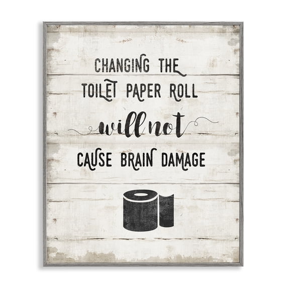 Stupell Industries Eclectic Changing Toilet Paper Funny Gray Framed Giclee Art, 24 x 30, by Amanda Murray