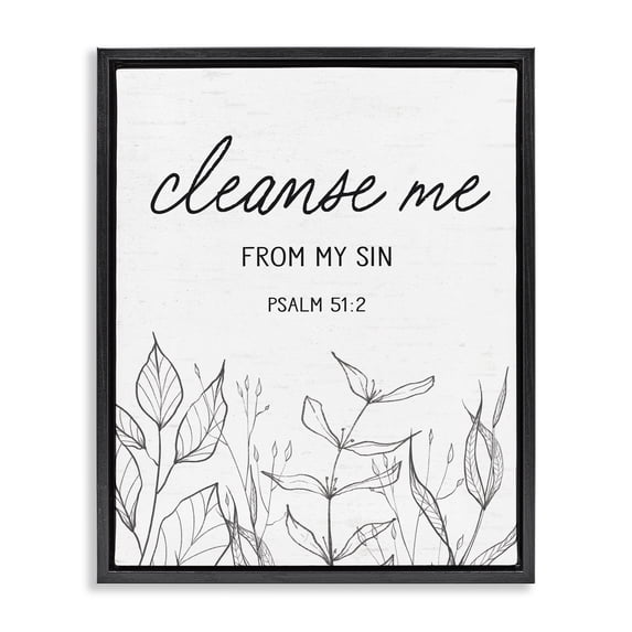 Stupell Industries Eclectic Cleanse Me From Sin Black Floating Frame Canvas Art, 17 x 21, by Lettered and Lined