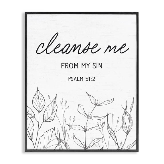 Stupell Industries Eclectic Cleanse Me From Sin Black Framed Giclee Art, 11 x 14, by Lettered and Lined