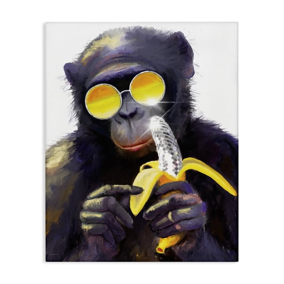 Stupell Industries Eclectic Cool Monkey with Disco Banana Canvas Art, 36 x 48, by Kamdon Kreations
