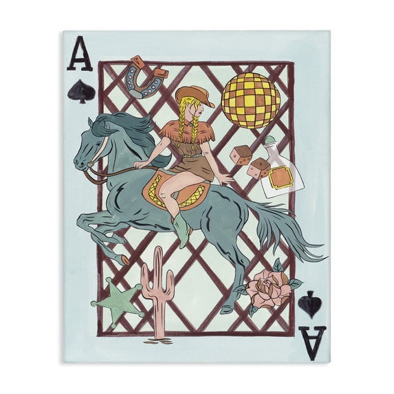Stupell Industries Eclectic Disco Cowgirl Ace Card Canvas Art, 24 x 30, by Melissa Wang
