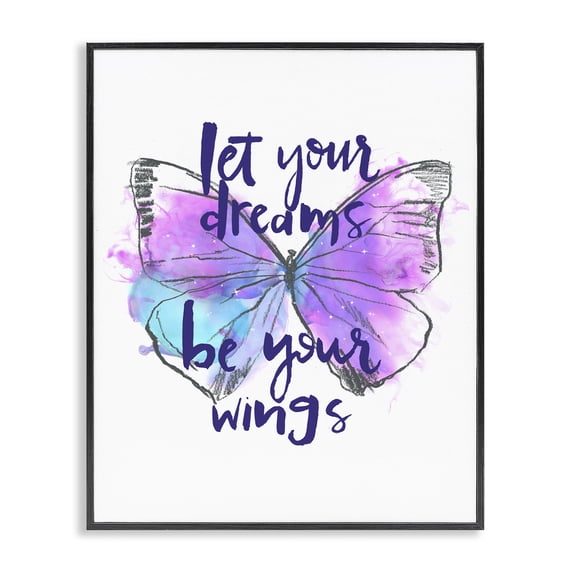 Stupell Industries Eclectic Dreams Quote Purple Butterfly Black Framed Giclee Art, 16 x 20, by Jennifer Paxton Parker