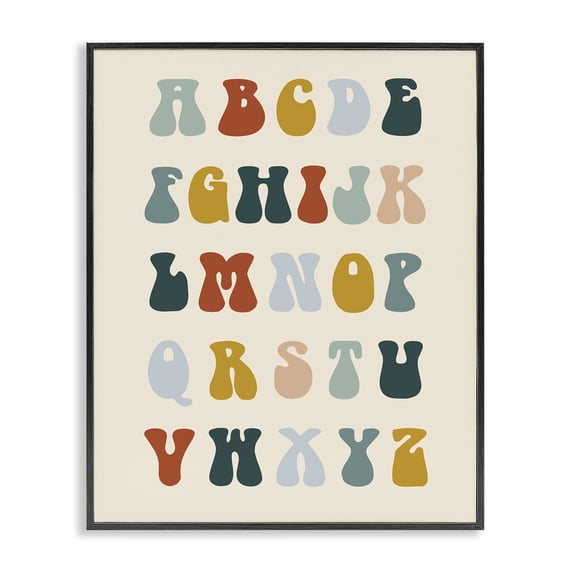 Stupell Industries Eclectic Earthy Alphabet Letters Black Framed Giclee Art, 16 x 20, by Lil' Rue