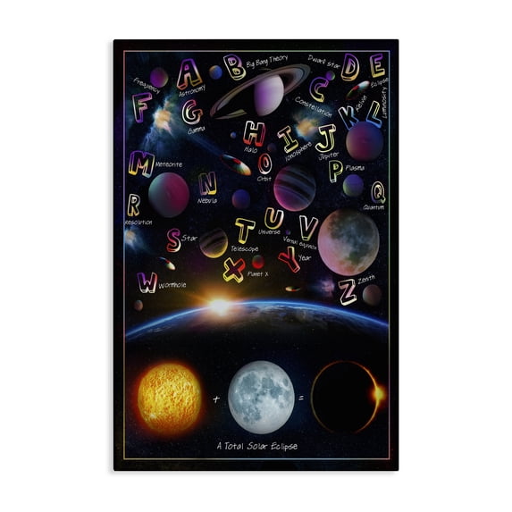 Stupell Industries Eclectic Educational Astronomy Alphabet Canvas Art, 20 x 30, by Ali Chris