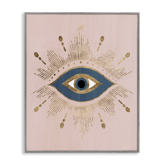 Stupell Industries Eclectic Evil Eye Glam Boho Pattern Gray Framed Giclee Art, 11 x 14, by Grace Popp