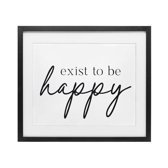 Stupell Industries Eclectic Exist To Be Happy Black Framed Print Under Glass, 16 x 13, by Lettered and Lined