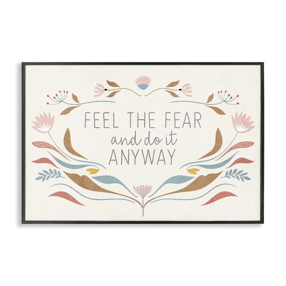 Stupell Industries Eclectic Feel The Fear Inspirational Black Framed Giclee Art, 18 x 12, by Kim Allen