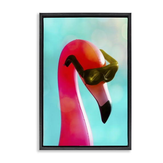 Stupell Industries Eclectic Flamingo Basking in Bokeh Black Floating Frame Canvas Art, 17 x 25, by Graffitee Studios