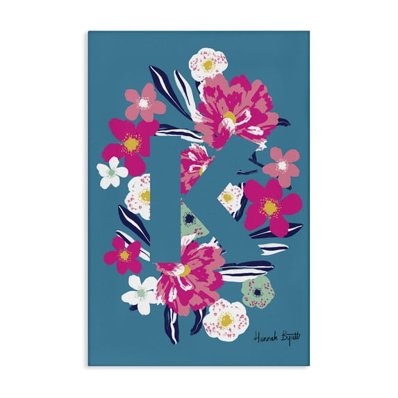 Stupell Industries Eclectic Floral Bloom Letter K Canvas Art, 20 x 30, by Hannah Byatt