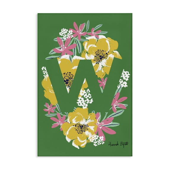 Stupell Industries Eclectic Floral Bloom Letter W Canvas Art, 16 x 24, by Hannah Byatt