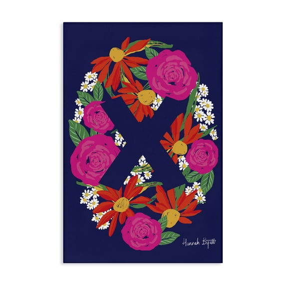 Stupell Industries Eclectic Floral Bloom Letter X Canvas Art, 20 x 30, by Hannah Byatt