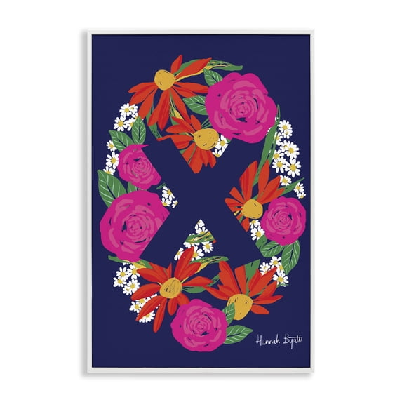 Stupell Industries Eclectic Floral Bloom Letter X White Framed Giclee Art, 16 x 24, by Hannah Byatt