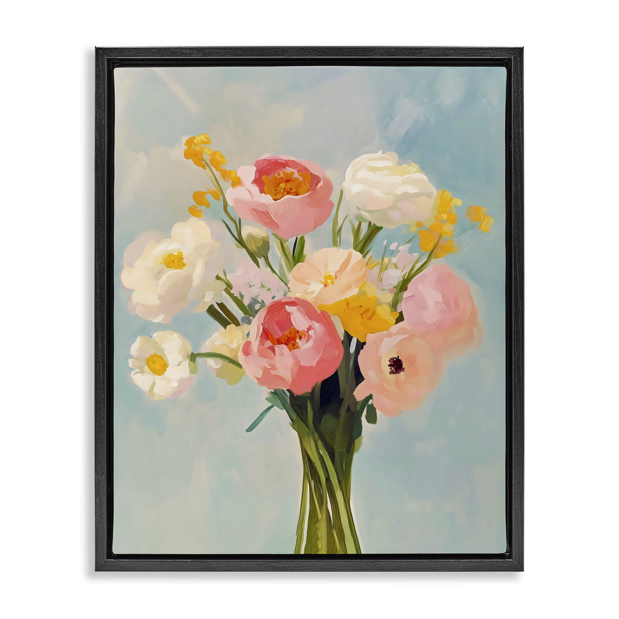Stupell Industries Eclectic Floral Bouquet Black Framed Floater Canvas Wall Art, design by The Prints Vibe