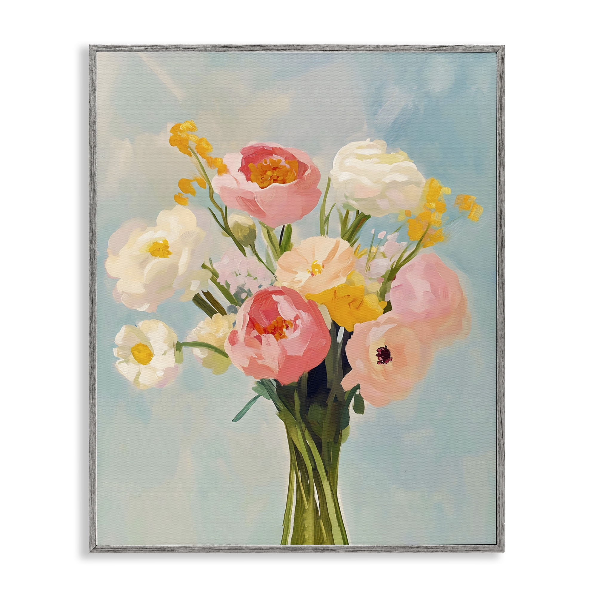 Stupell Industries Eclectic Floral Bouquet Gray Framed Giclee Art, design by The Prints Vibe