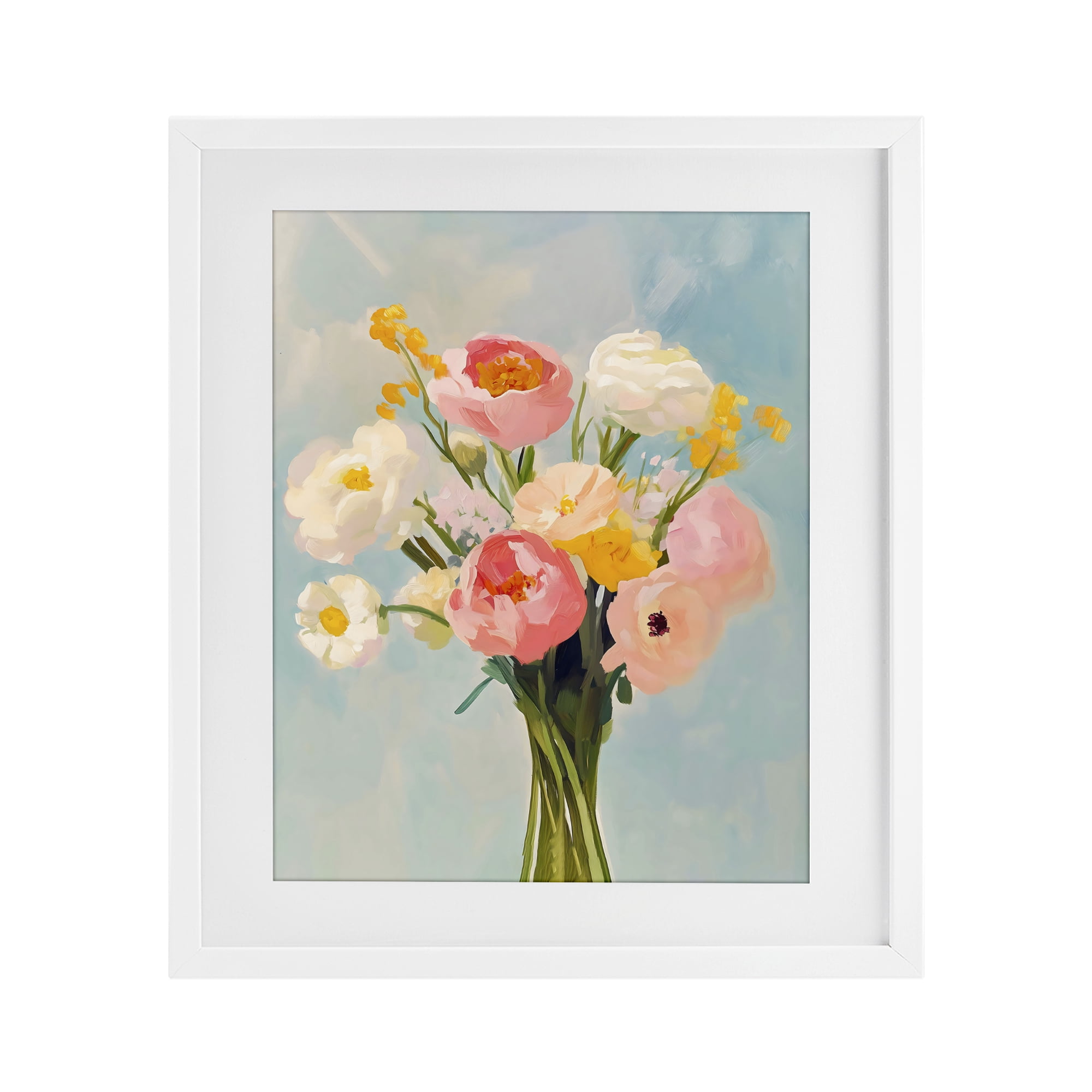 Stupell Industries Eclectic Floral Bouquet White Framed Print Under Glass, design by The Prints Vibe