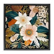 Stupell Industries Eclectic Floral Pattern Botanical & Floral Painting Black Floater Framed Art Print Wall Art, 18 x 18