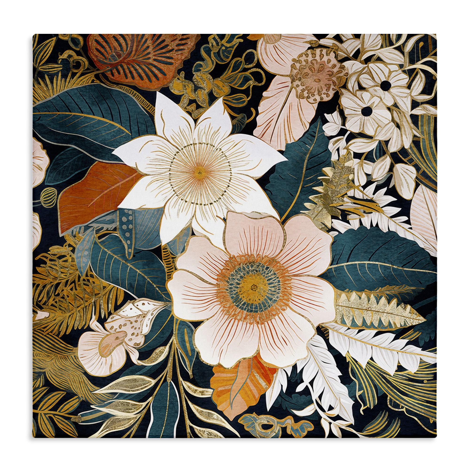 Stupell Industries Eclectic Floral Pattern Botanical & Floral Painting Gallery Wrapped Canvas Art Print Wall Art, 24 x 24