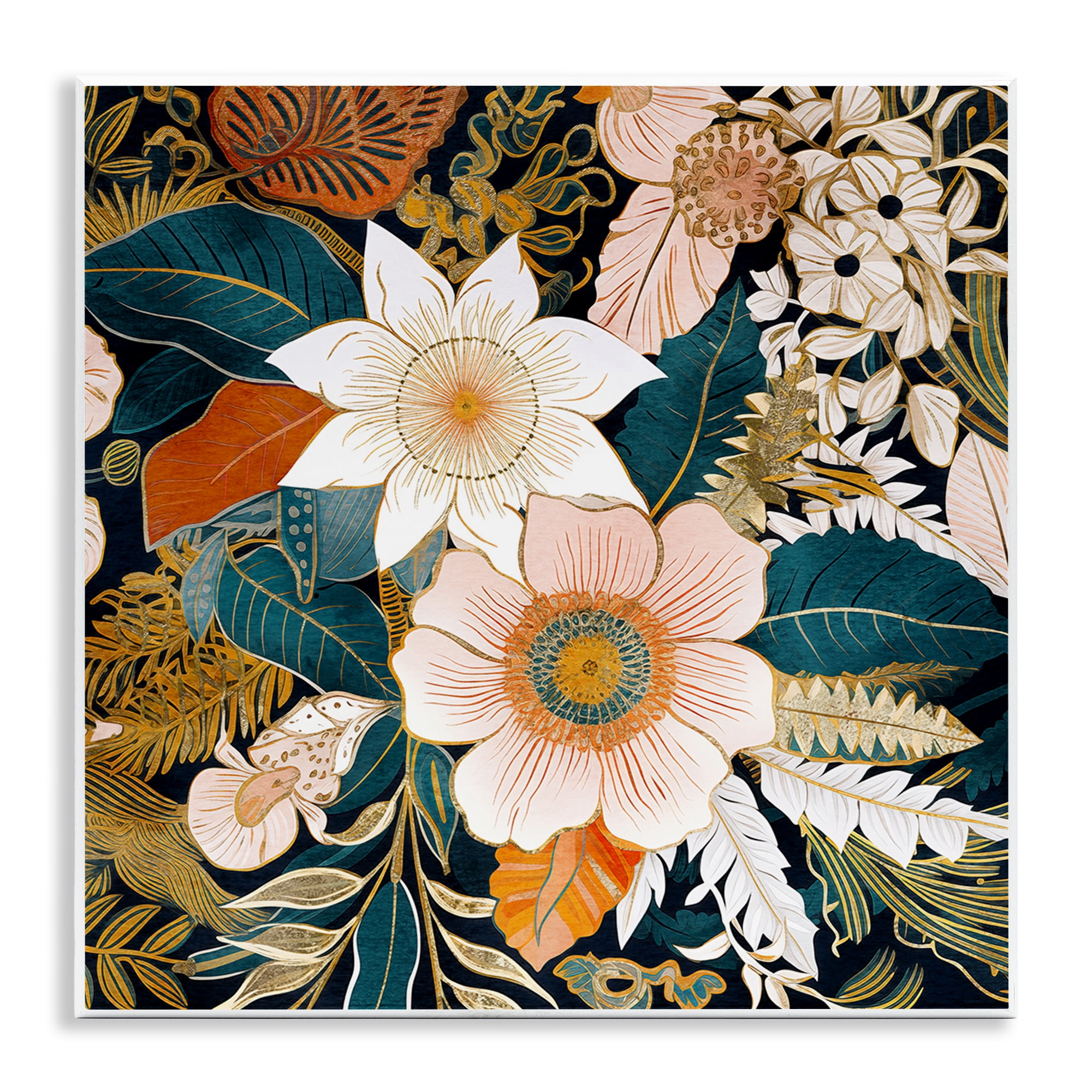 Stupell Industries Eclectic Floral Pattern Botanical & Floral Painting Unframed Art Print Wall Art, 12 x 12