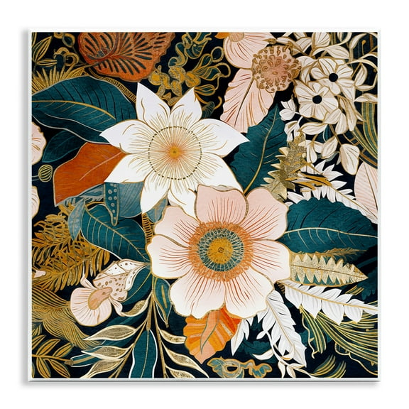 Stupell Industries Eclectic Floral Pattern Botanical & Floral Painting Unframed Art Print Wall Art, 12 x 12