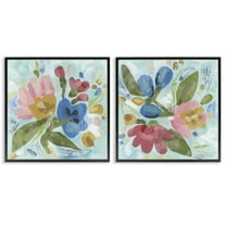 Stupell Industries Eclectic Flower Bundles Floral Painting Black Framed Art Print Wall Art, 12 x 12, Set of 2