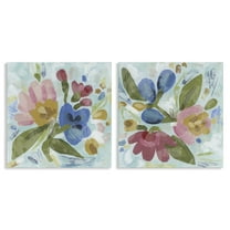 Stupell Industries Eclectic Flower Bundles Floral Painting Wrapped Canvas Canvas Art Print Wall Art, 17 x 17, Set of 2