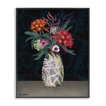 Strainese Stupell Industries Eclectic Floral Ballerina Teddy Bear White Framed ...