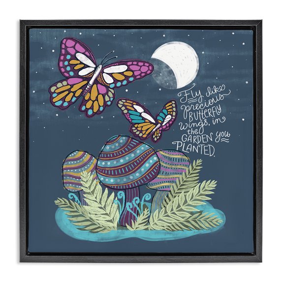 Stupell Industries Eclectic Fly Like Precious Butterfly Wings Black Floating Frame Canvas Art, 25 x 25, by Connie Summers
