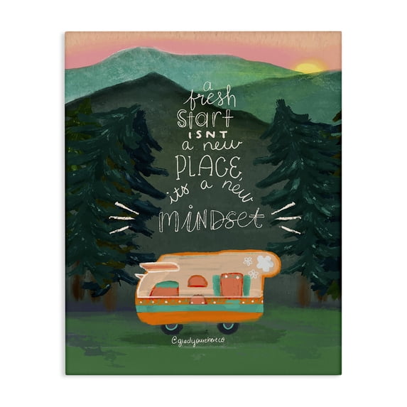Stupell Industries Eclectic Fresh Start New Mindset Canvas Art, 36 x 48, by Glad You're Here Co.