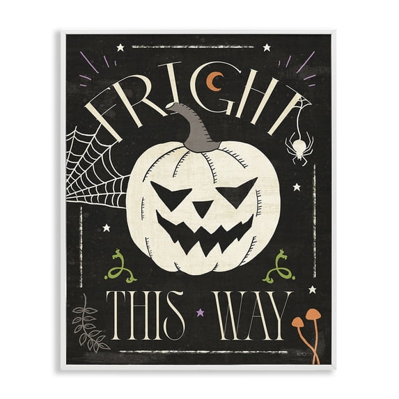 Stupell Industries Eclectic Fright This Way Phrase White Framed Giclee Art, 16 x 20, by Veronique Charron