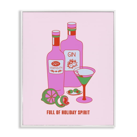 Stupell Industries Eclectic Funny Holiday Spirit Drinks White Framed Giclee Art, 24 x 30, by House of Lulu